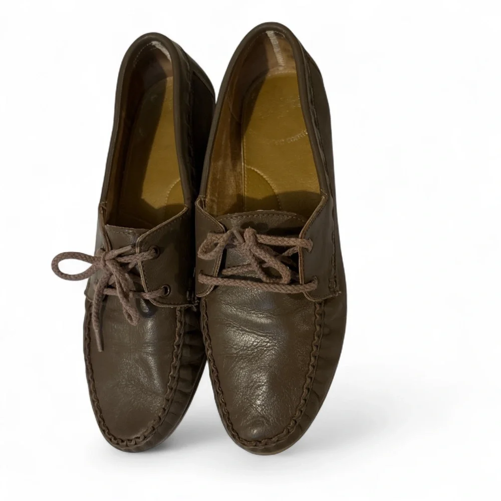 Soft Spots, Vintage, Womens Flat Slip-on Shoes, Brown Leather, Size  8